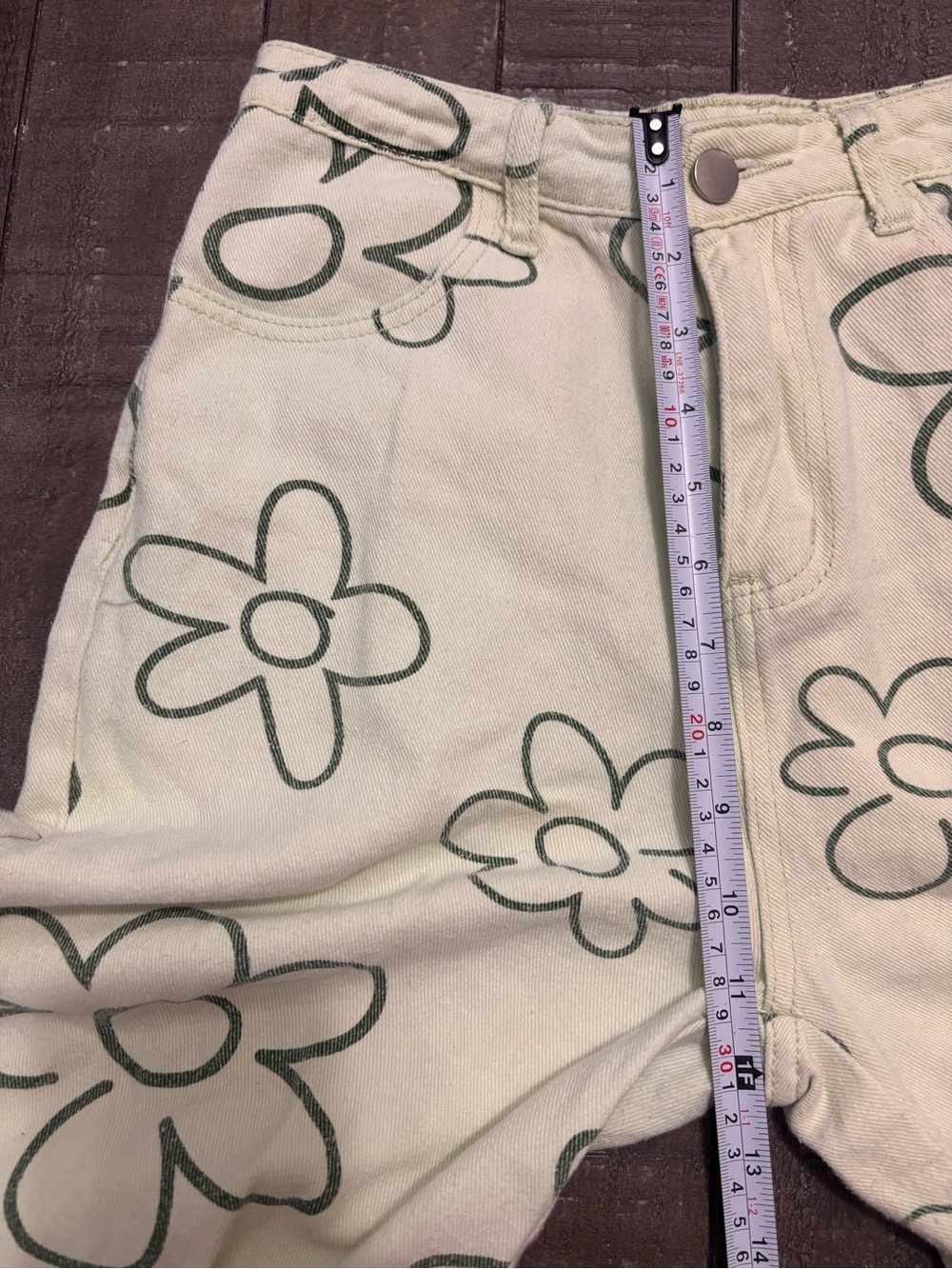 Bailey Rose light green retro like cropped Wide Leg  flower jean pants Womens 5 - Picture 7 of 8
